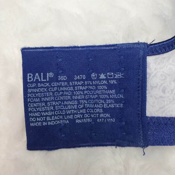 Bali Padded Underwire Bra Blue Size 36D - Picture 3 of 9